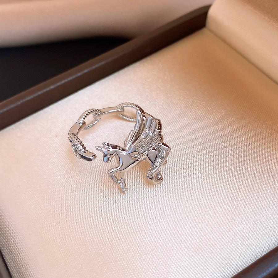 Новое китайское ретро кольцо-открывашка на год Лошади, кольцо на указательный палец, стильные украшения